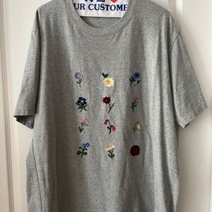 UNISEX JW ANDERSON FLOWER EMBROIDERY CREW NECK SHORT SLEEVE T-SHIRT